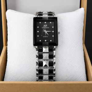 Luxury Black and Silver Quartz Watch
